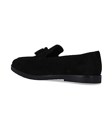 360 degree animation of product Black suede tassel loafers frame-5