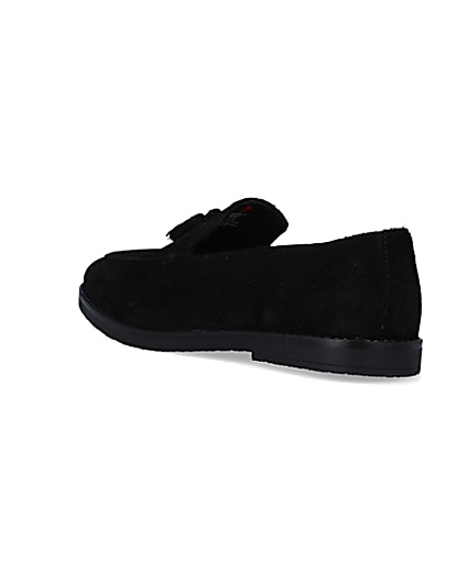 360 degree animation of product Black suede tassel loafers frame-6