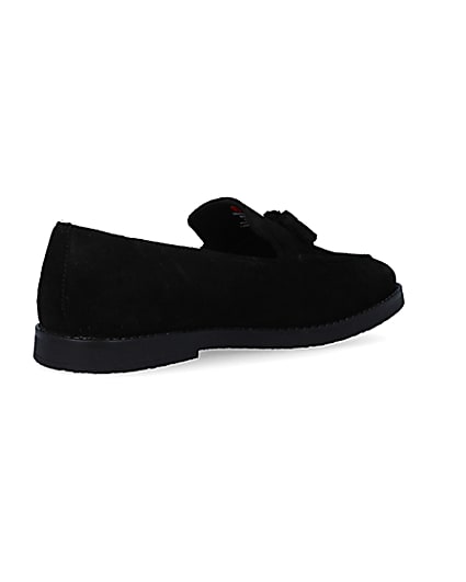 360 degree animation of product Black suede tassel loafers frame-12