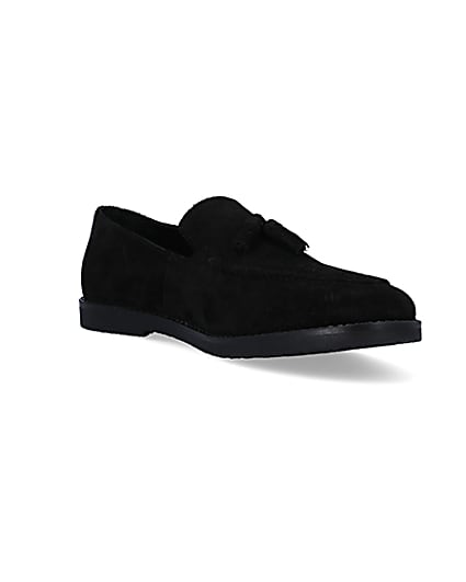 360 degree animation of product Black suede tassel loafers frame-18