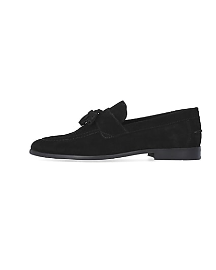 360 degree animation of product Black Suede Tassel Loafers frame-3