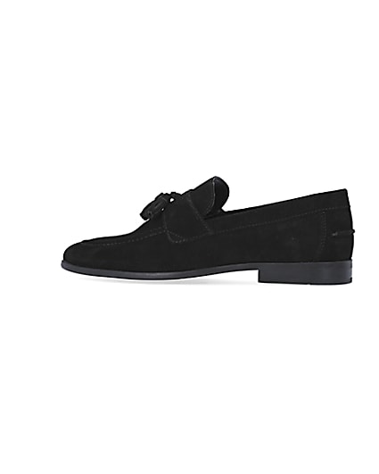 360 degree animation of product Black Suede Tassel Loafers frame-4
