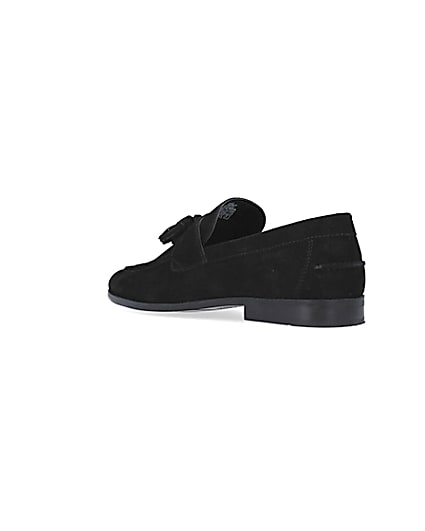 360 degree animation of product Black Suede Tassel Loafers frame-6