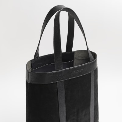 Black Suede Tote Bag River Island