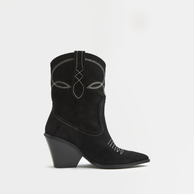black western boots suede