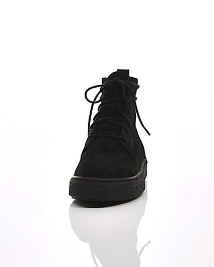 360 degree animation of product Black suede wrap around desert boots frame-3