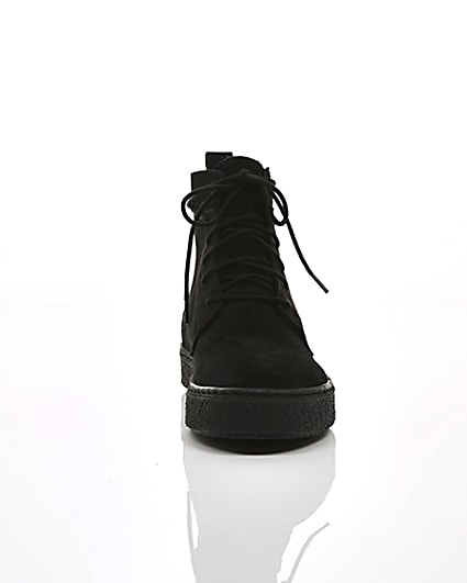 360 degree animation of product Black suede wrap around desert boots frame-4