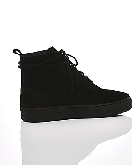 360 degree animation of product Black suede wrap around desert boots frame-11