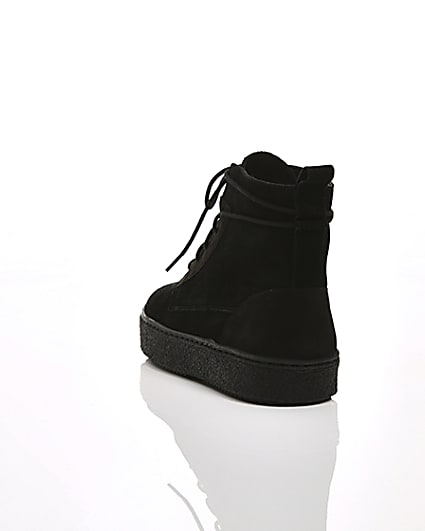 360 degree animation of product Black suede wrap around desert boots frame-17