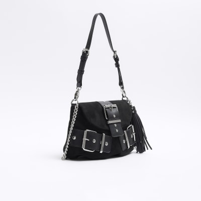 River island black buckle side cross body discount bag