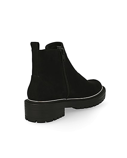 360 degree animation of product Black suedette chunky ankle boots frame-12