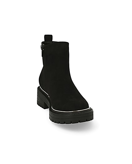 360 degree animation of product Black suedette chunky ankle boots frame-20