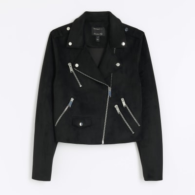 Black suede jacket outlet river island