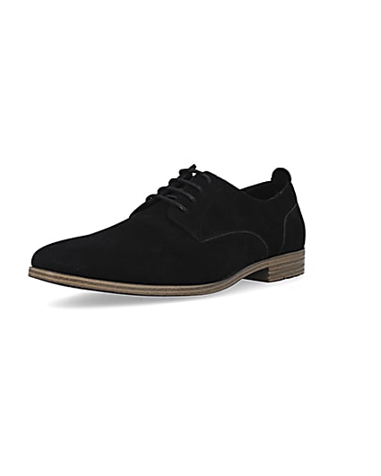 360 degree animation of product Black suedette derby shoes frame-0