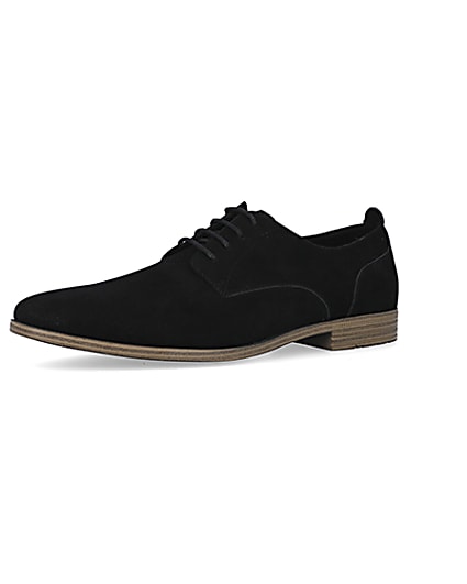 360 degree animation of product Black suedette derby shoes frame-1