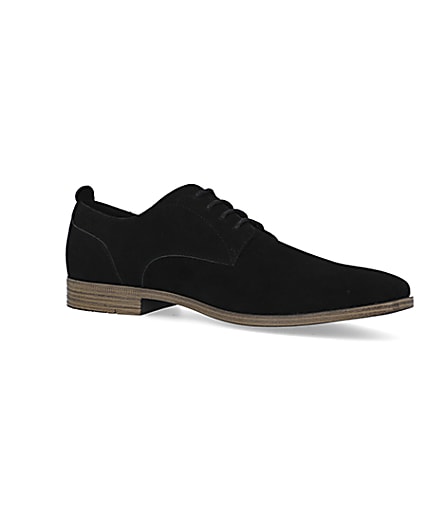 360 degree animation of product Black suedette derby shoes frame-17