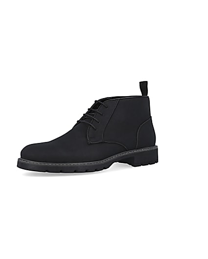 360 degree animation of product Black suedette lace up chukka boots frame-1
