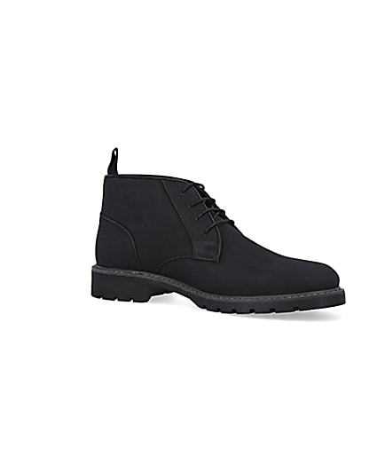 360 degree animation of product Black suedette lace up chukka boots frame-17