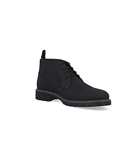 360 degree animation of product Black suedette lace up chukka boots frame-18