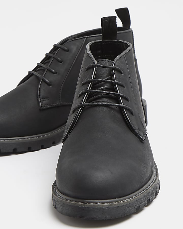 Black suedette lace up chukka boots
