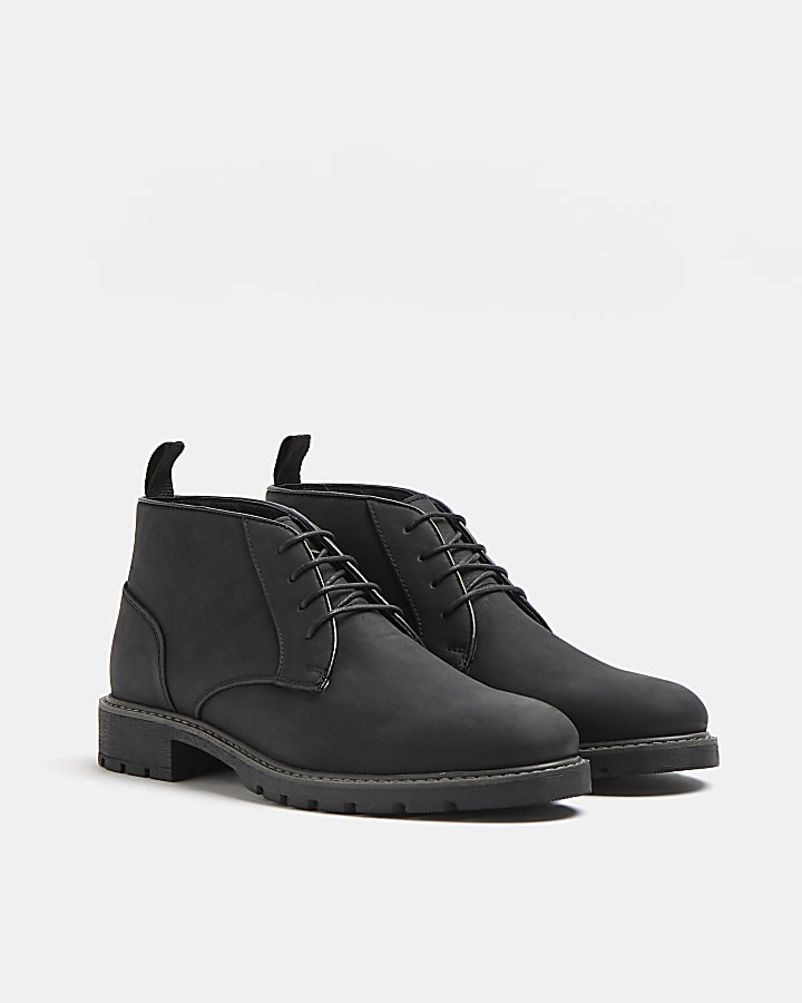 Black suedette lace up chukka boots