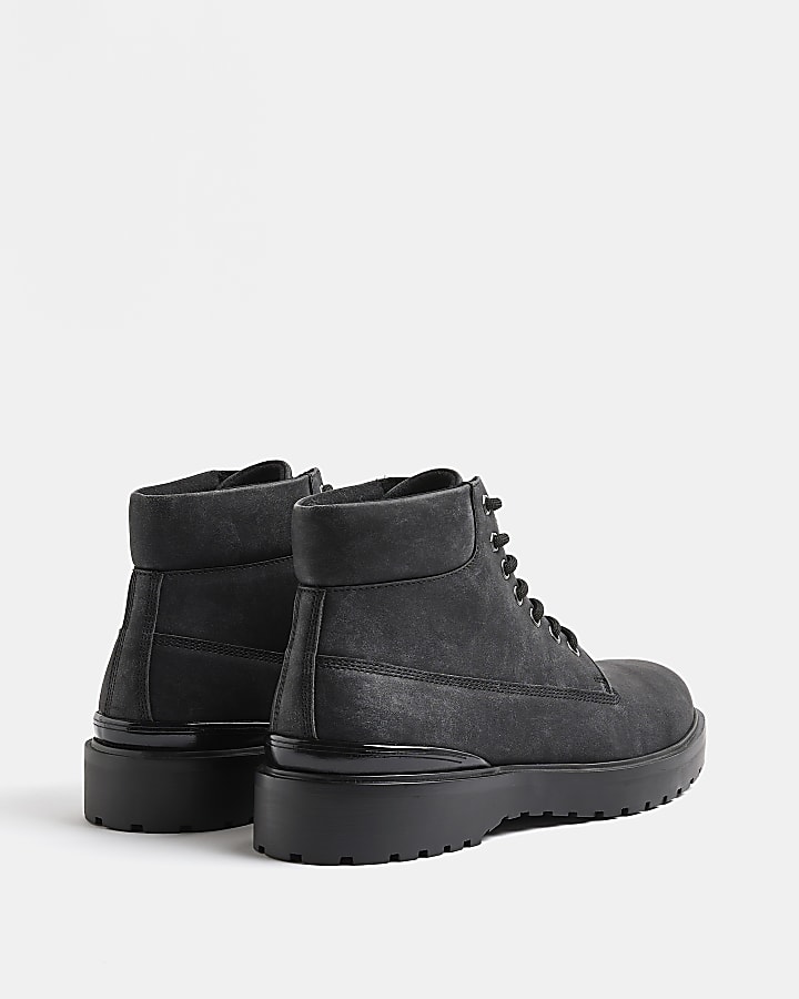 Black Suedette Lace Up winter Boots