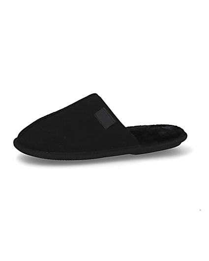 360 degree animation of product Black suedette mule slippers frame-2