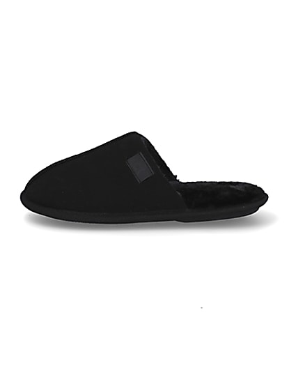 360 degree animation of product Black suedette mule slippers frame-3