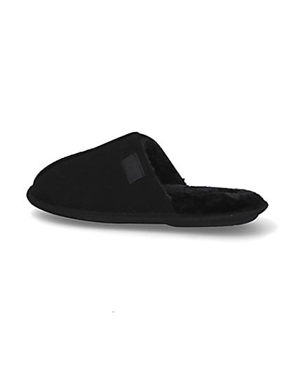 360 degree animation of product Black suedette mule slippers frame-4