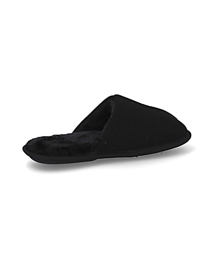 360 degree animation of product Black suedette mule slippers frame-13