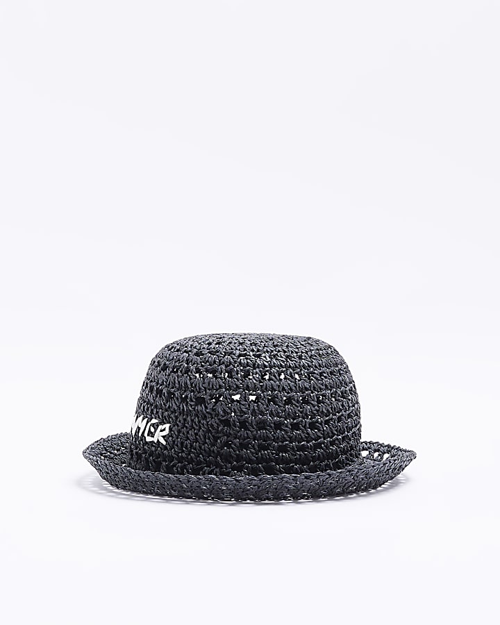Black sun dreamer straw crochet bucket hat