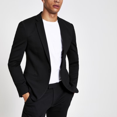 Black super skinny suit jacket River Island