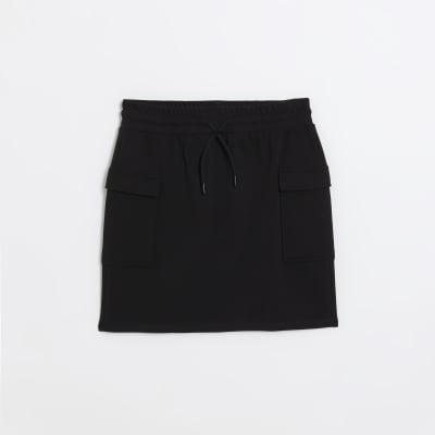 Black Sweat Cargo Mini Skirt | River Island