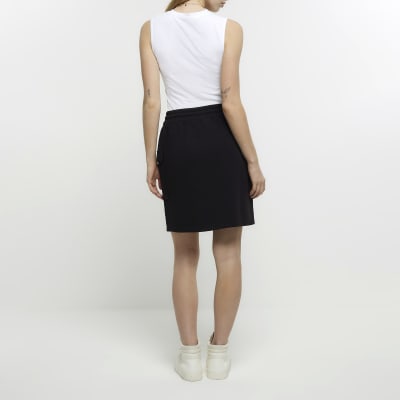 Black Sweat Cargo Mini Skirt