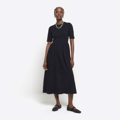 Black T shirt Midi Dress River Island