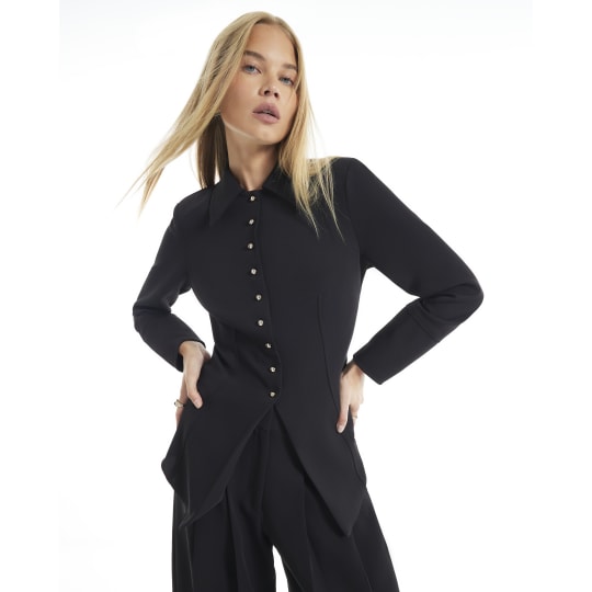 River Island Black Tailored Cinched Shirt