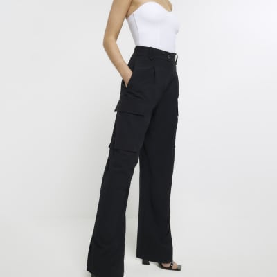 Black tailored utility trousers | River Island