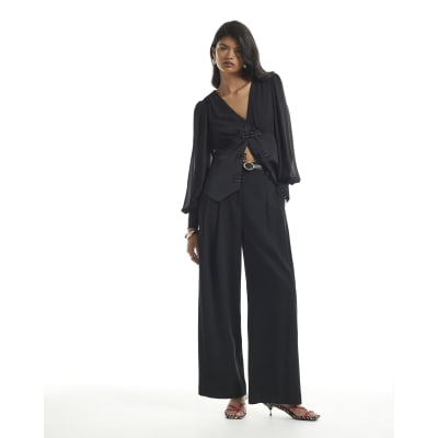 Black Tailored Wide Leg Trousers