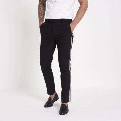Black tape side skinny fit trousers