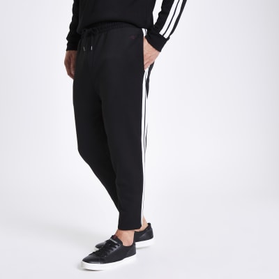 Black tape side slim fit joggers