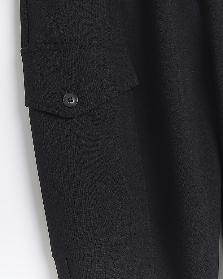 Black tapered cargo trousers