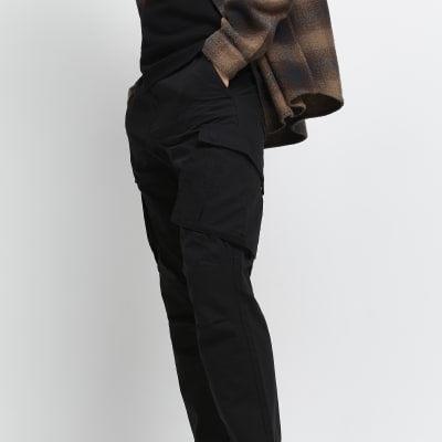 Black tapered fit cargo trousers