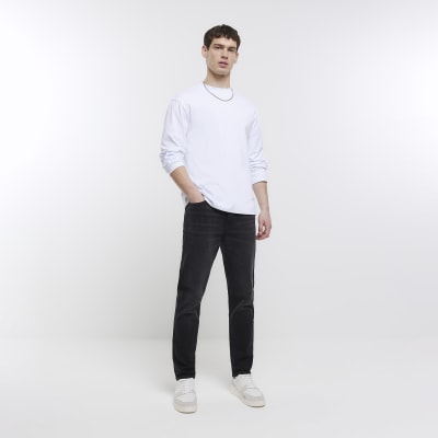 Black jeans river island hot sale mens