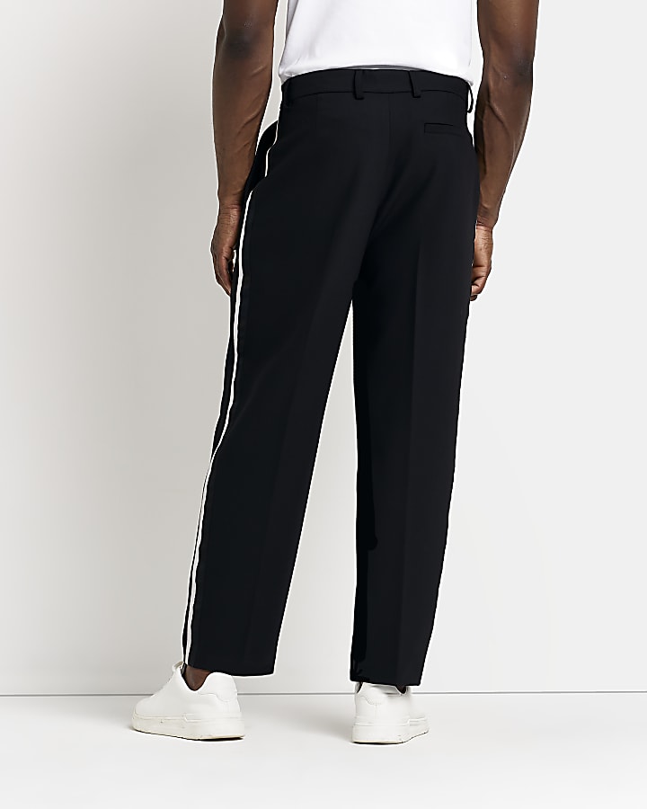 Black Tapered fit side stripe Trousers