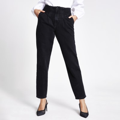 black high waisted jeans river island