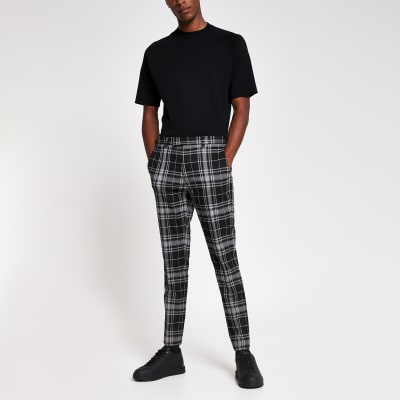 black plaid trousers