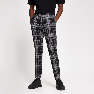 tartan stretch trousers