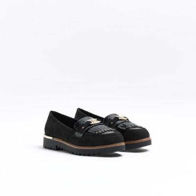 Black tassel detail loafers