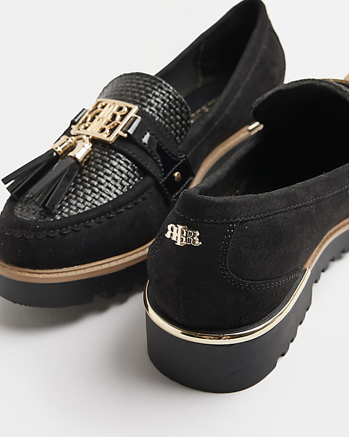 Black tassel detail loafers
