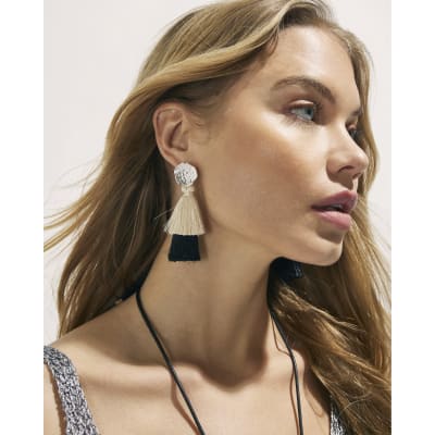 Black Tassel Drop Earrings